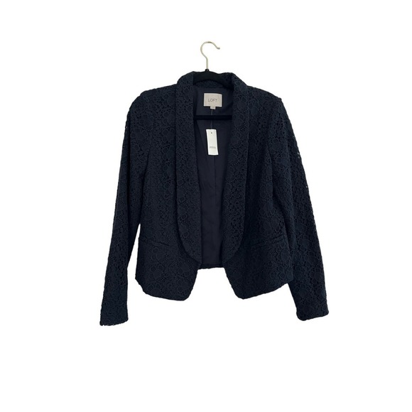 NWT Ann Taylor Loft Crochet Navy Blue blazer Size 6 - Picture 1 of 5